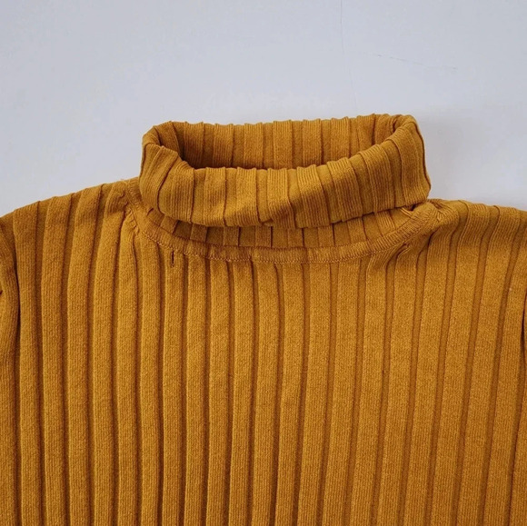 Zara Knit Mellow Yellow Ribbed Viscosa Long Sleeve Pullover Sweater, Warm, sz Lg - Picture 5 of 15